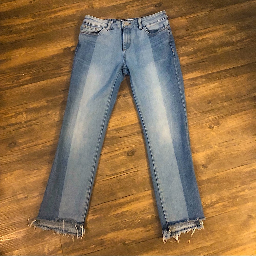 DL1961 Mara instascuplt straight two-tone ankle jeans sz 27